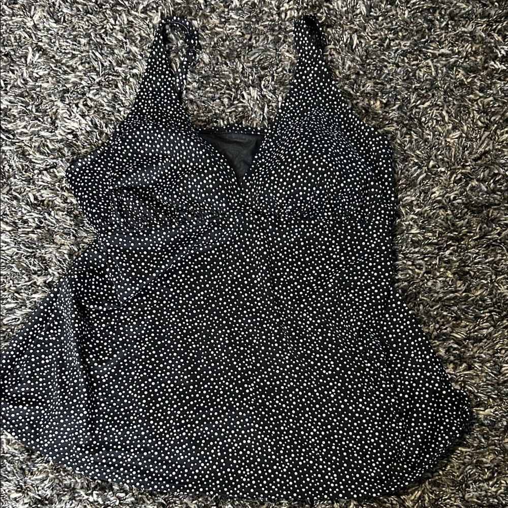 St. John's Bay Black and White Polka Dot Camisole. Bathing suit top.